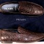 PRADA SHOES $1800 DARK BROWN CROCODILE SKIN LOAFER 8.5 41.5e PRE-OWNED