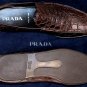 PRADA SHOES $1800 DARK BROWN CROCODILE SKIN LOAFER 8.5 41.5e PRE-OWNED