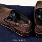 PRADA SHOES $1800 DARK BROWN CROCODILE SKIN LOAFER 8.5 41.5e PRE-OWNED