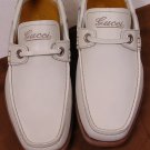 GUCCI SHOES $560 DOVE GRAY LOGO STITCHED BOAT SHOE CASUAL LOAFER 6 39e NEW