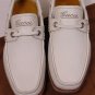 GUCCI SHOES $560 DOVE GRAY LOGO STITCHED BOAT SHOE CASUAL LOAFER 6 39e NEW