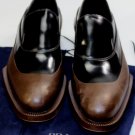 PRADA SHOES $1090 BLACK/BROWN SPAZZOLATO RUBBER DIPPED LOAFER 10 43e NEW