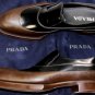PRADA SHOES $1090 BLACK/BROWN SPAZZOLATO RUBBER DIPPED LOAFER 10 43e NEW