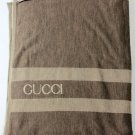 GUCCI BLANKET $1350 BROWN 100%WOOL LOGO EMBROIDERED REVERSIBLE THROW NEW