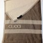GUCCI BLANKET $1350 BROWN 100%WOOL LOGO EMBROIDERED REVERSIBLE THROW NEW