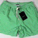 KITON SWIMSUIT $425 GREEN/WHITE GINGHAM CHECK LOGO EMBROIDERED TRUNKS XL 54 NEW