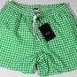 KITON SWIMSUIT $425 GREEN/WHITE GINGHAM CHECK LOGO EMBROIDERED TRUNKS XL 54 NEW