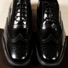 TOD'S SHOES $595 BLACK LOGO EMBOSSED WINGTIP PEBBLE SOLE OXFORD 11 44e NEW