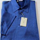 BRIONI POLO $595 DARK BLUE 100%SILK 3-BTN POLO GOLF SHIRT LARGE 52e NEW