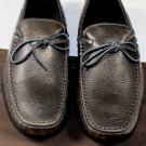 TOD'S SHOES $545 BRONZE LOGO EMBOSSED TIED VAMP PEBBLE SOLE DRIVER 12 45e  NEW