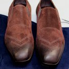 PRADA SHOES $850 DARK BROWN TOE ORNAMENTED OILED SUEDE LOAFERS 8.5 41.5 NEW