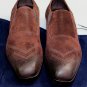 PRADA SHOES $850 DARK BROWN TOE ORNAMENTED OILED SUEDE LOAFERS 8.5 41.5 NEW