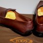 TOD'S SHOES $495 HICKORY CALF LOGO EMBOSSED PEBBLED SOLE PENNY LOAFER 12 45 NEW