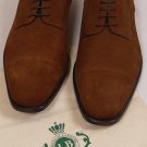 BORRELLI NAPOLI SHOES $1,350 BROWN SUEDE CAP TOE HANDMADE DERBY 11.5D 44.5e NEW