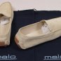 MALO SHOES $465 BONE SUEDE LOGO EMBOSSED VAMP TONAL STITCH DRIVERS 10D 43e NEW