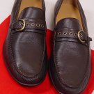 BALLY SHOES $495 BROWN LOGO BUCKLED VAMP CANTUS DEERSKIN LOAFER 12D 45e NEW