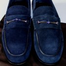 GUCCI SHOES $695 DARK BLUE SUEDE HORSEBIT ORNAMENTED BIT VAMP LOAFER 7 40e NEW