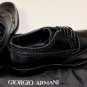 GIORGIO ARMANI SHOES $925 BLACK TOE ORNAMENTED WING TIP DERBY 8.5 41.5e NEW