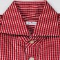 KITON DRESS SHIRT $685 RED/WHITE CHECK HANDMADE DRESS SHIRT 15.5/34 39e NEW