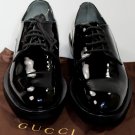 GUCCI SHOES $825 BLACK PATENT LEATHER VERNICE CRYSTAL FORMAL DERBY 11 44e NEW