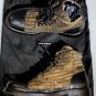 DOLCE & GABBANA SHOES $990 BLACK/TAN DISTRESSED VELVET STRIPED BOOT 8 41e NEW