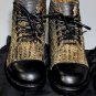 DOLCE & GABBANA SHOES $990 BLACK/TAN DISTRESSED VELVET STRIPED BOOT 8 41e NEW