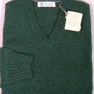 BRUNELLO CUCINELLI SWEATER GREEN 100%CASHMERE 4-PLY V-NECK PULLOVER XXL 56e NEW