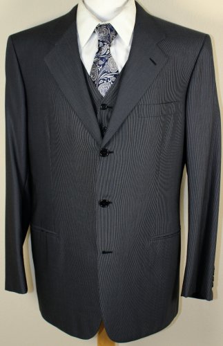 BRIONI SUIT $8155 GRAY 100%WOOL 3-BTN 3-PIECE HANDMADE VESTED SUIT 44R 54e NEW