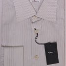 KITON DRESS SHIRT $785 TAN/BLUE STRIPED FC KITON HANDMADE SHIRT 16.5/34 42e NEW