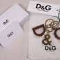 DOLCE & GABBANA KEYCHAIN $145 SILVER & BROWN LEATHER LOGO LETTER KEYCHAIN NEW