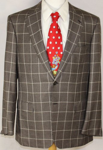 BRIONI COAT $5195 BROWN CHECK 2-BTN 100%CASHMERE HANDMADE JACKET 42R 52e NEW