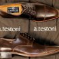 A. TESTONI SHOES $690 BROWN CAP TOE HANDMADE DERBY DRESS SHOES 12 45e NEW