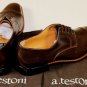 A. TESTONI SHOES $690 BROWN CAP TOE HANDMADE DERBY DRESS SHOES 12 45e NEW