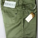 GUCCI PANTS $595 KHAKI GREEN PAINT DYED LOGO 5-PKT FIT LEG CHINO 34 50e NEW
