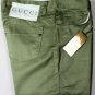 GUCCI PANTS $595 KHAKI GREEN PAINT DYED LOGO 5-PKT FIT LEG CHINO 34 50e NEW