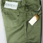 GUCCI PANTS $595 KHAKI GREEN PAINT DYED LOGO 5-PKT FIT LEG CHINO 34 50e NEW