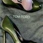 TOM FORD SHOES $810 MOSS GREEN CALFSKIN NOTCHED OPEN TOE PUMP 9.5B 39.5 NEW