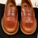 DSQUARED2 SHOES $785 BROWN MYKONOS LOGO EMBOSSED HANDMADE PENNY LOAFER 8 41e NEW