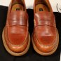 DSQUARED2 SHOES $785 BROWN MYKONOS LOGO EMBOSSED HANDMADE PENNY LOAFER 8 41e NEW