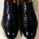 SALVATORE FERRAGAMO SHOES $1880 DARK NAVY OSTRICH LEG CAPTOE DERBY 7D 40e NEW