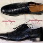 SALVATORE FERRAGAMO SHOES $1880 DARK NAVY OSTRICH LEG CAPTOE DERBY 7D 40e NEW
