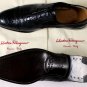 SALVATORE FERRAGAMO SHOES $1880 DARK NAVY OSTRICH LEG CAPTOE DERBY 7D 40e NEW