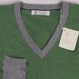 BRUNELLO CUCINELLI SWEATER GREEN/GRAY 100%CASHMERE V-NECK JUMPER XL  54e NEW