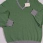 BRUNELLO CUCINELLI SWEATER GREEN/GRAY 100%CASHMERE V-NECK JUMPER XL  54e NEW
