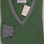 BRUNELLO CUCINELLI SWEATER GREEN/GRAY 100%CASHMERE V-NECK JUMPER XL  54e NEW