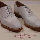 SALVATORE FERRAGAMO SHOES $690 BEIGE/WHITE CONTRAST WING TIP OXFORD 9D 42e NEW