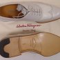 SALVATORE FERRAGAMO SHOES $690 BEIGE/WHITE CONTRAST WING TIP OXFORD 9D 42e NEW