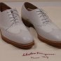 SALVATORE FERRAGAMO SHOES $690 BEIGE/WHITE CONTRAST WING TIP OXFORD 9D 42e NEW