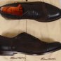 SANTONI SHOES $1080 DARK BROWN CAPTOE OXFORD HANDMADE DRESS SHOE 11.5 44.5e NEW