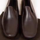 TOD'S SHOES $495 DARK BROWN LOGO VAMP CONTRAST PEBBLE SOLE DRIVER 13.5 45e  NEW
